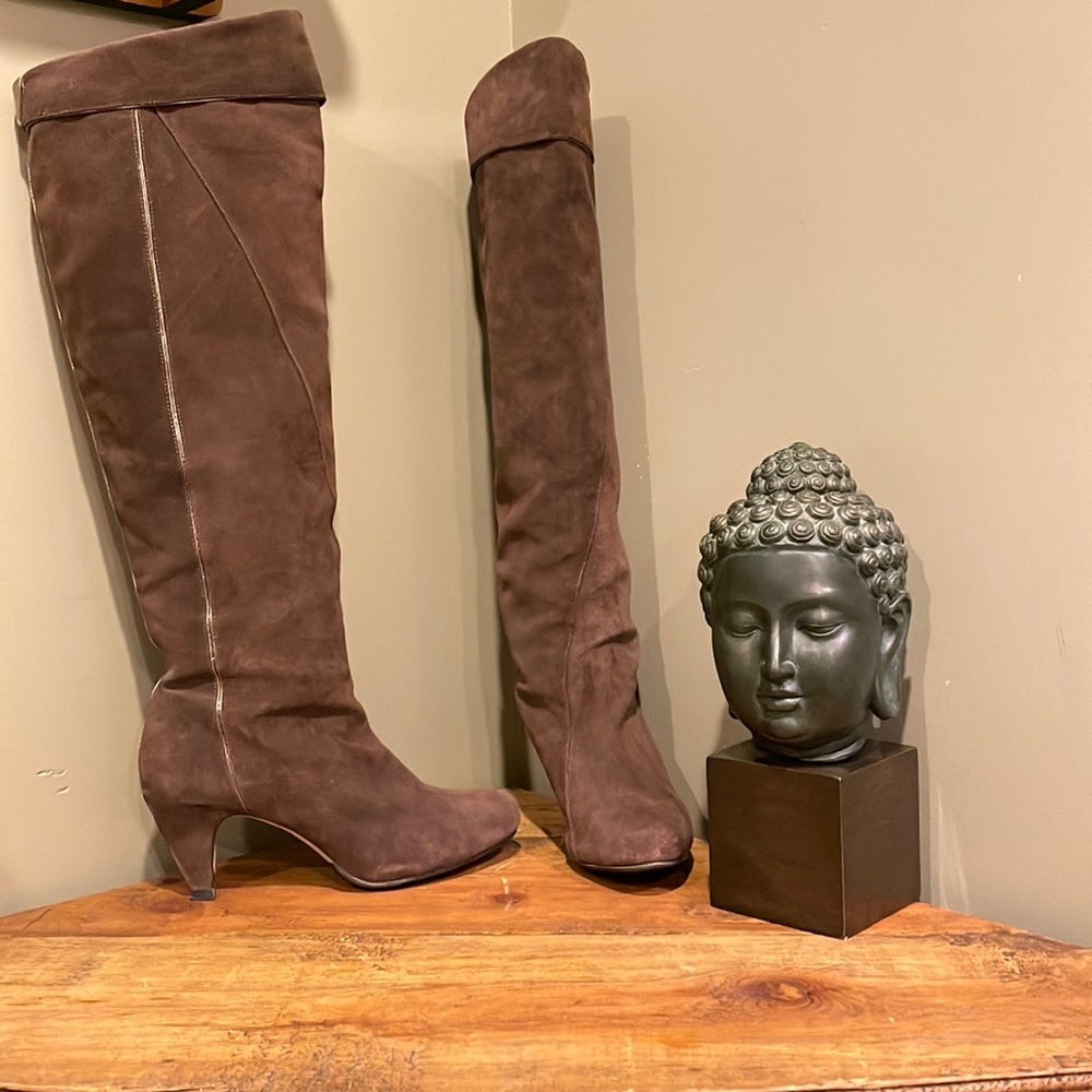 Diesel Dark Brown Suede Over-the-Knee Boots